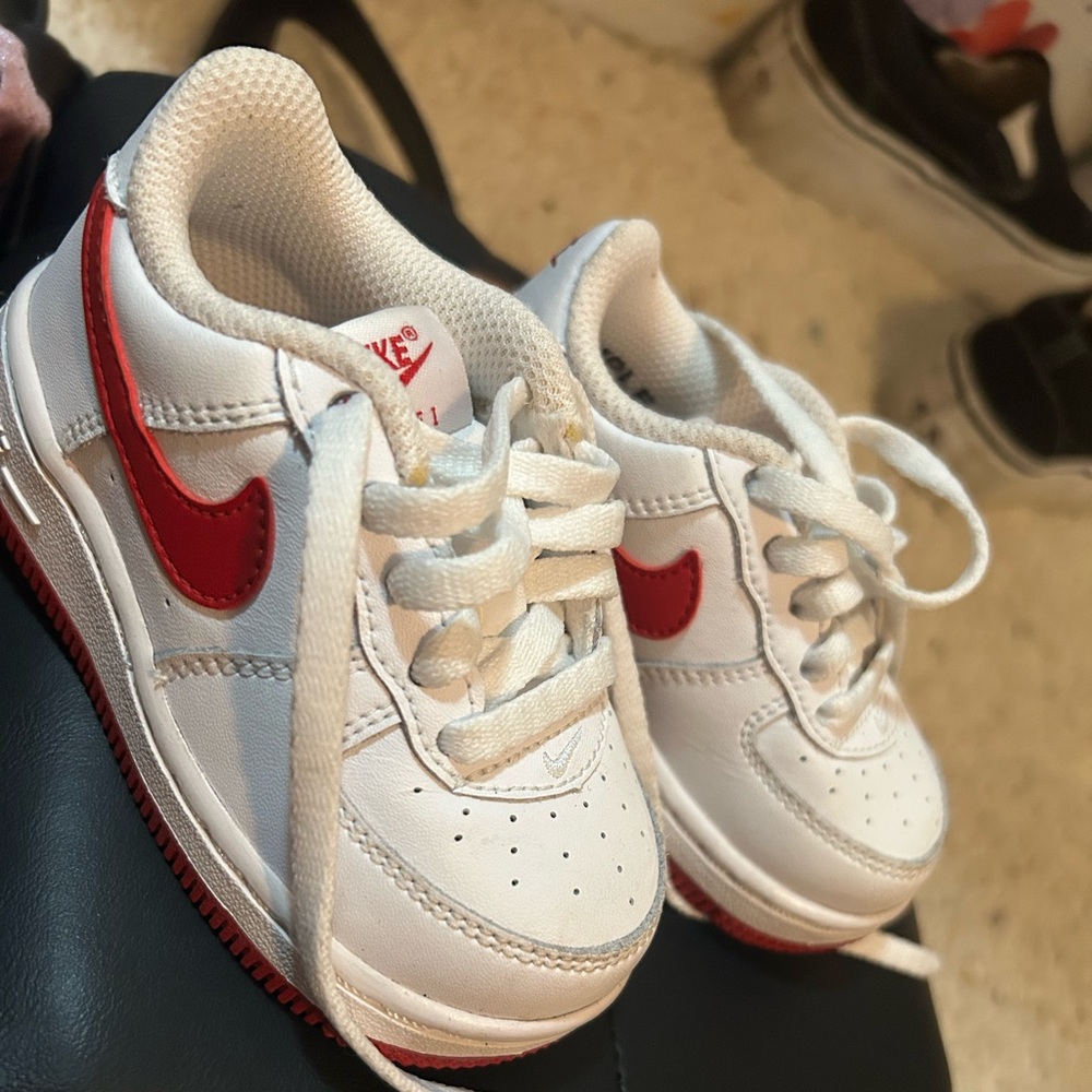 Nike Kids White and Red Sneakers